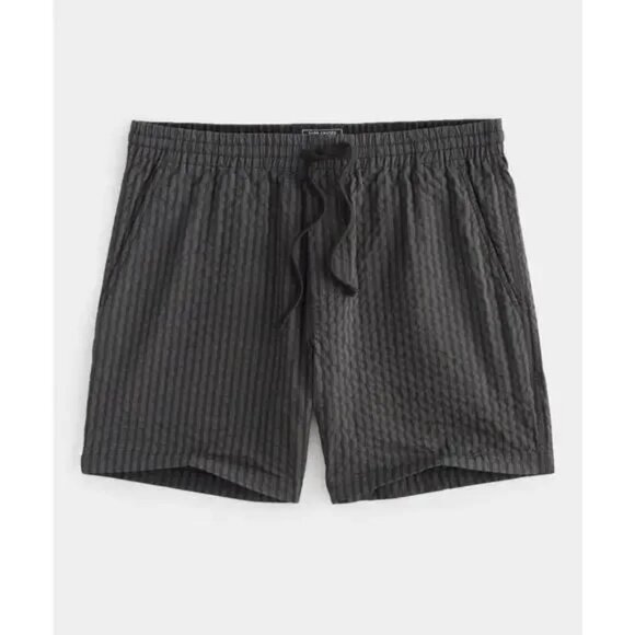 TODD SNYDER Shorts Mens Large Black Gray Seersucker Striped Drawstring Pockets - Picture 1 of 13